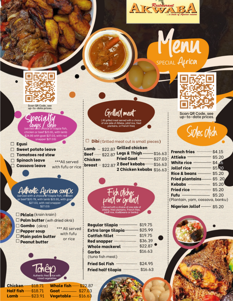 Akwaba Menu Page 1 View - 2025